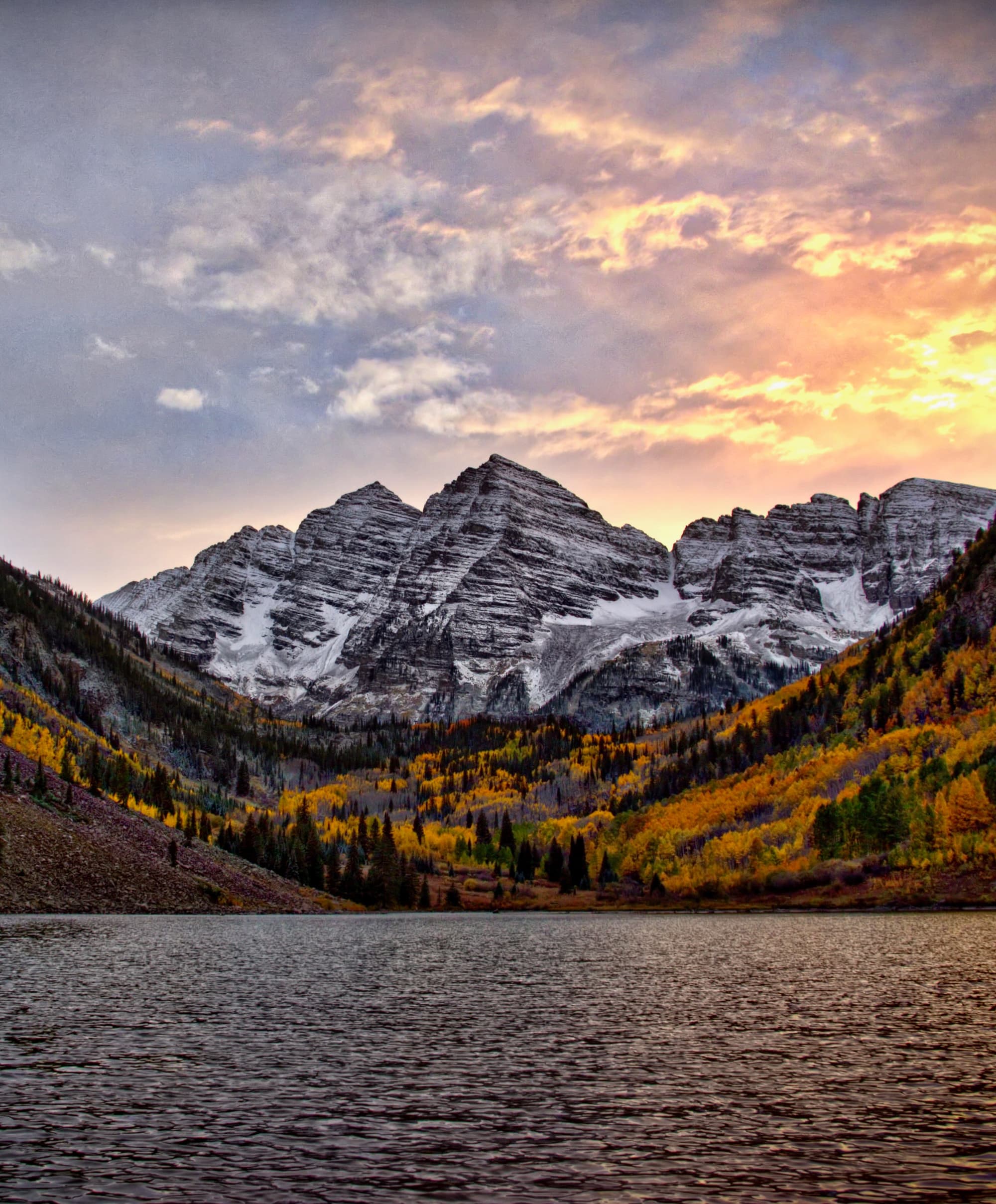 Maroon Bells at sunset — the eponymous Maroon Formation